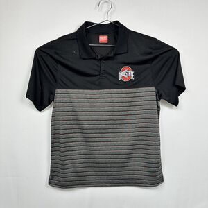 Ohio State Buckeyes Performance Authentic Apparel Polo Black Stripped Large